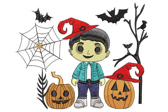 Boy with Halloween Witch Hat and Pumpkin Review